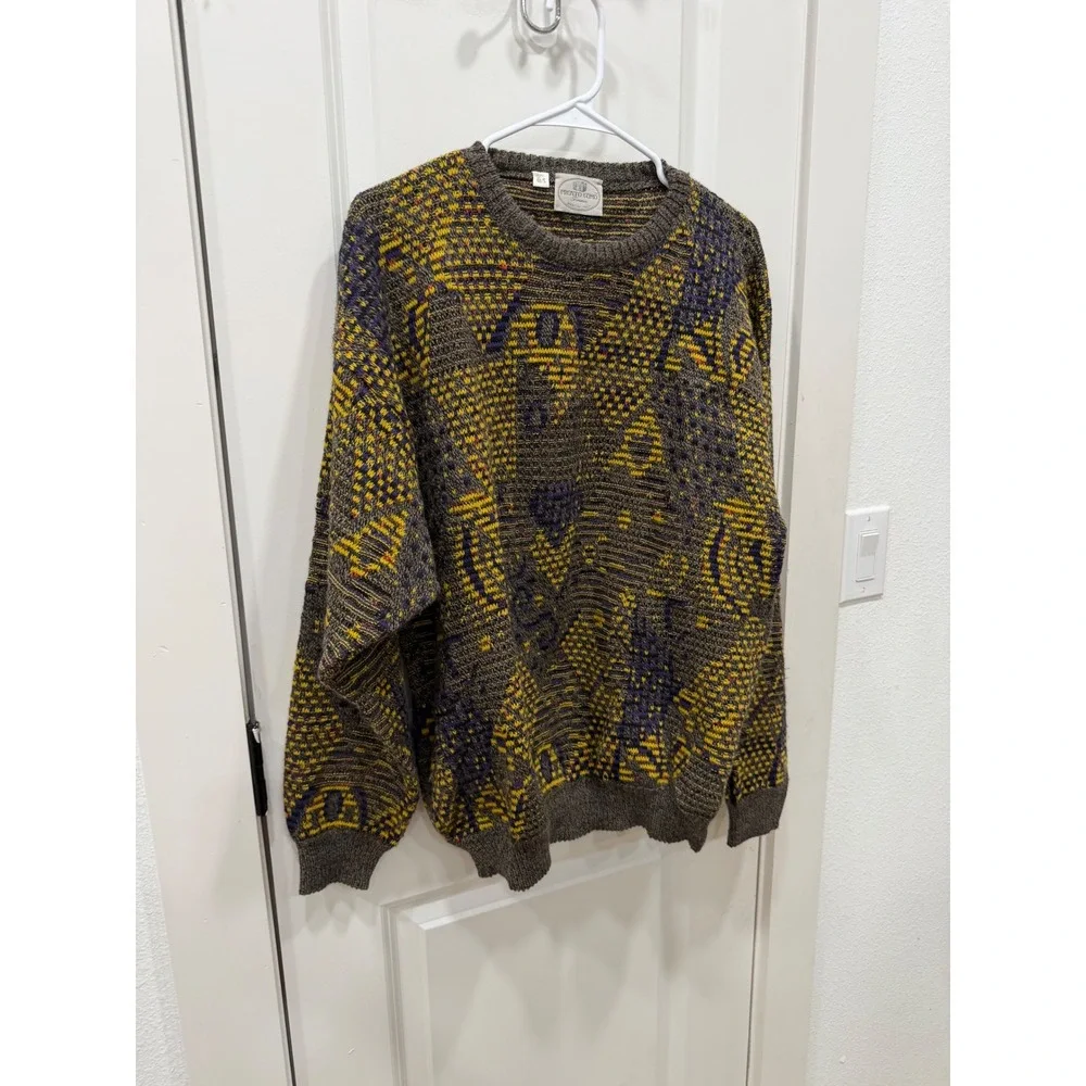 Pronto Uomo Firenze Vintage Wool Blend Abstract Sweater Made in Italy Mens Small